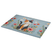 Smiling Calico Cat in Blooming Garden Snijplank (Hoek)