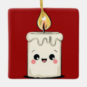 Smiling Candle Christmas Ornament – Cozy Minimal (Voorkant)