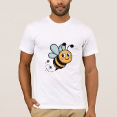 Smiling Cartoon Bee with Flowers T-shirt (Voorkant)