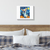 smiling chihuahua dog starry night by Van Gogh fin Canvas Afdruk (Insitu (Slaapkamer))