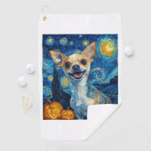 smiling chihuahua dog starry night by Van Gogh fin Golfhanddoek (Insitu)