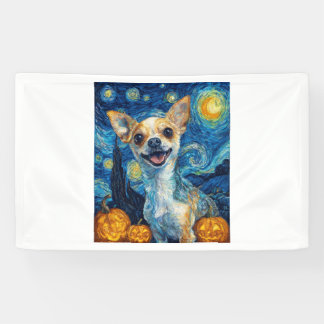 smiling chihuahua dog starry night by Van Gogh fin Spandoek