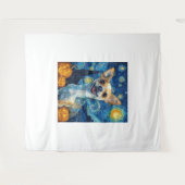 smiling chihuahua dog starry night by Van Gogh fin Wandkleed (Voorkant (horizontaal))