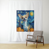 smiling chihuahua dog starry night by Van Gogh fin Wandkleed (In situ)
