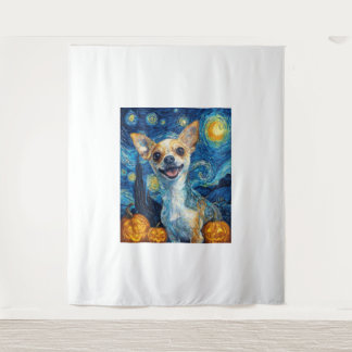 smiling chihuahua dog starry night by Van Gogh fin Wandkleed