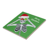 Smiling Christmas Skeleton Ornament Eyes Green Tegeltje (Zijkant)
