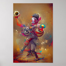 SMILING CLOWN fantasy art illustration poster