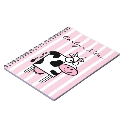 Smiling Cow Girly Animal Print Personalized Notitieboek (Linkerzijde)