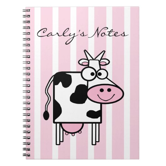 Smiling Cow Girly Animal Print Personalized Notitieboek (Voorkant)