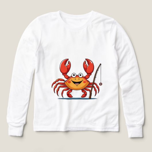 Smiling Crab Fishing – Kids’ Long Sleeve Tee (Voorkant)