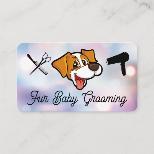 Smiling Cute Dog Logo | Grooming Tools | Boke Visitekaartje (Voorkant)