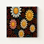 Smiling Daisies and Swirls Deluxe Spiral Notitiebo Notitieboek (Achterkant)