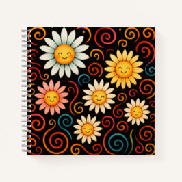Smiling Daisies and Swirls Deluxe Spiral Notitiebo Notitieboek