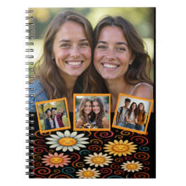 Smiling Daisies & Swirls Custom Photo Notitieboek