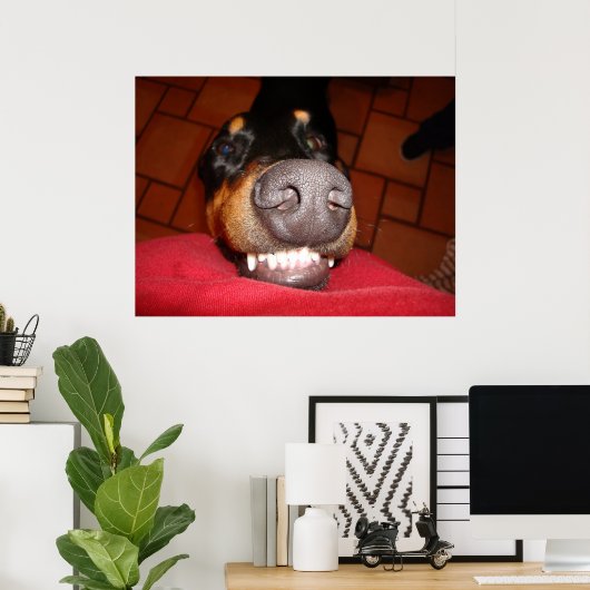 SMILING DOBERMAN POSTER (Thuiskantoor)