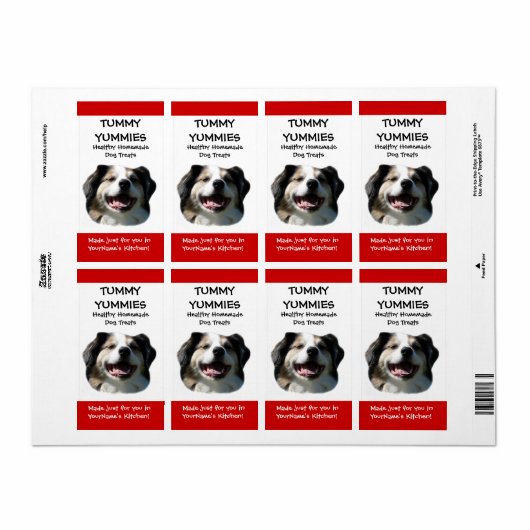 Smiling Dog Doggie Behandelt Keuken Label Sticker (Full Sheet)
