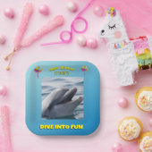 Smiling Dolphin Birthday Design Papieren Bordje (Feest)