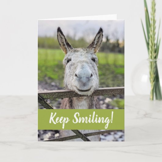Smiling Donkey "Keep Smiling" Greeting Card Kaart (Voorkant)