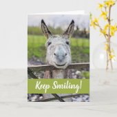 Smiling Donkey "Keep Smiling" Greeting Card Kaart (Gele Bloem)