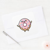 Smiling Donut – Cute Kawaii Illustration Vierkante Sticker (Envelop)