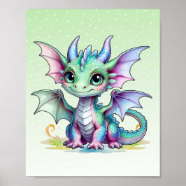 Smiling Dragon Nursery Art Poster