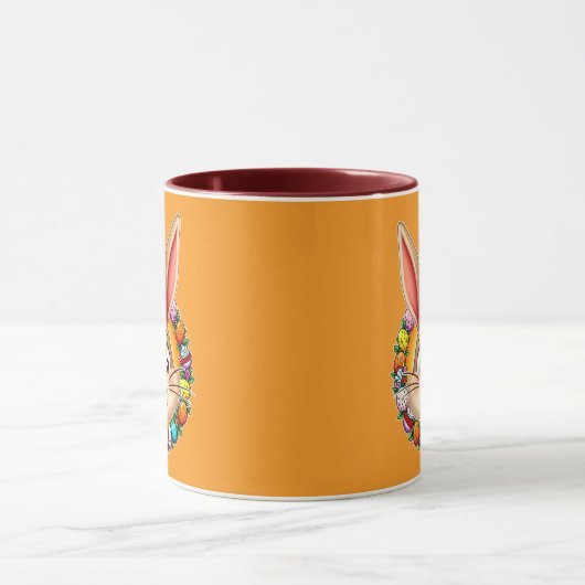 Smiling Easter Bunny – Floral Frame caneca Mok (Midden)