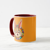 Smiling Easter Bunny – Floral Frame caneca Mok (Voorkant links)
