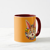 Smiling Easter Bunny – Floral Frame caneca Mok (Voorkant rechts)
