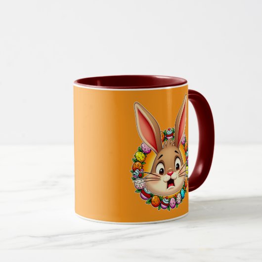 Smiling Easter Bunny – Floral Frame caneca Mok (Voorkant rechts)