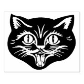 Smiling Face Head of Vintage Halloween Cat Rubberstempel (Afrduk)