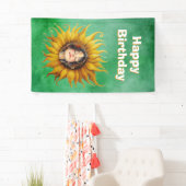 Smiling Face of Girl in Happy Birthday Sunflower Spandoek (Insitu)