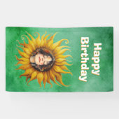 Smiling Face of Girl in Happy Birthday Sunflower Spandoek (Horizontaal)