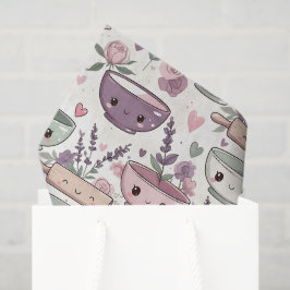 Smiling Faces Floral Pink Purple Tissuepapier