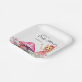 Smiling Fairy and Pink Mushrooms Baby shower Papieren Bordje (Gebogen)