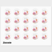 Smiling Fairy and Pink Mushrooms Baby shower Ronde Sticker (Vel)