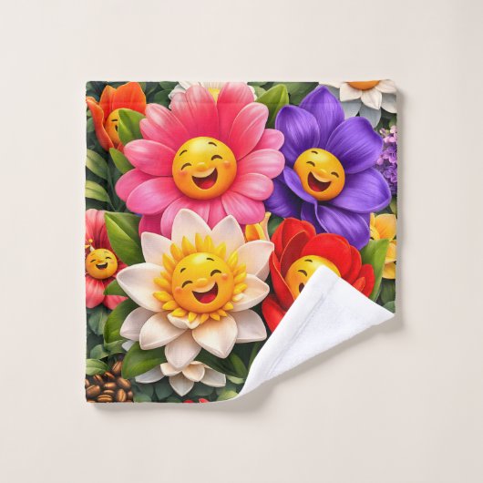 smiling floral garden washcloth description add a  bad handdoek (Wasdoekje)