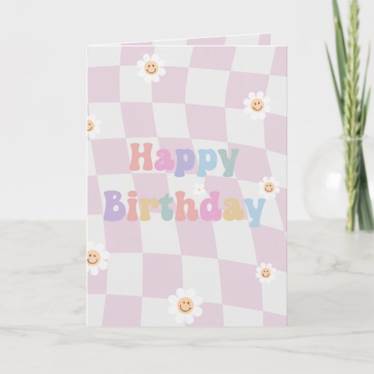 Smiling Flowers Pastel Birthday Card Kaart (Voorkant)