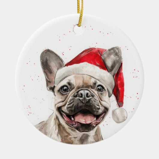 Smiling French Bulldog Dog Christmas Personalized Keramisch Ornament (Voorkant)