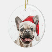 Smiling French Bulldog Dog Christmas Personalized Keramisch Ornament (Links)