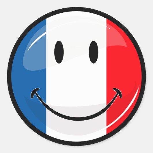 Smiling French Ronde Sticker (Voorkant)