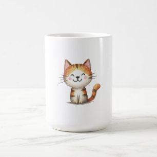 Smiling Ginger Tabby Kitten - Hand-Drawn Illustrat Koffiemok