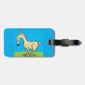 Smiling Goat Cartoon Farm Animal Bagagelabel (Achterkant horizontaal)