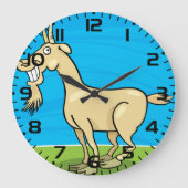 Smiling Goat Cartoon Farm Animal Grote Klok (Voorkant)