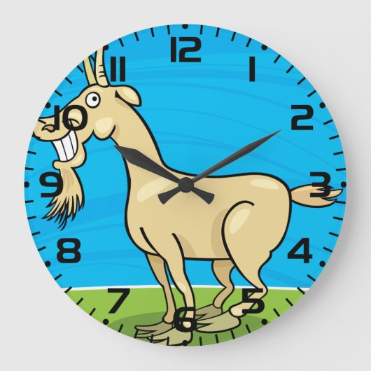 Smiling Goat Cartoon Farm Animal Grote Klok (Voorkant)