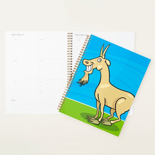Smiling Goat Cartoon Farm Animal Planner