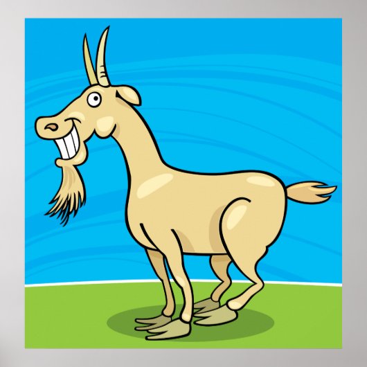 Smiling Goat Cartoon Farm Animal Poster (Voorkant)