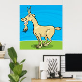 Smiling Goat Cartoon Farm Animal Poster (Thuiskantoor)