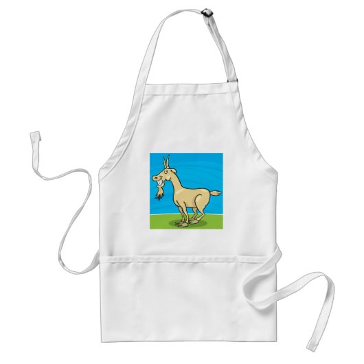 Smiling Goat Cartoon Farm Animal Standaard Schort (Voorkant)