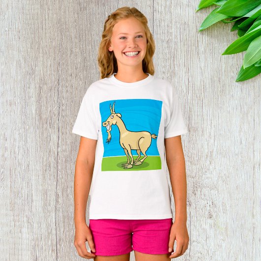Smiling Goat Cartoon Farm Animal T-shirt