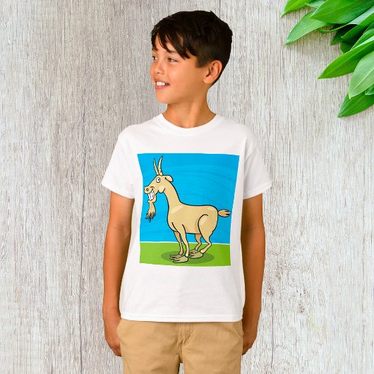 Smiling Goat Cartoon Farm Animal T-shirt